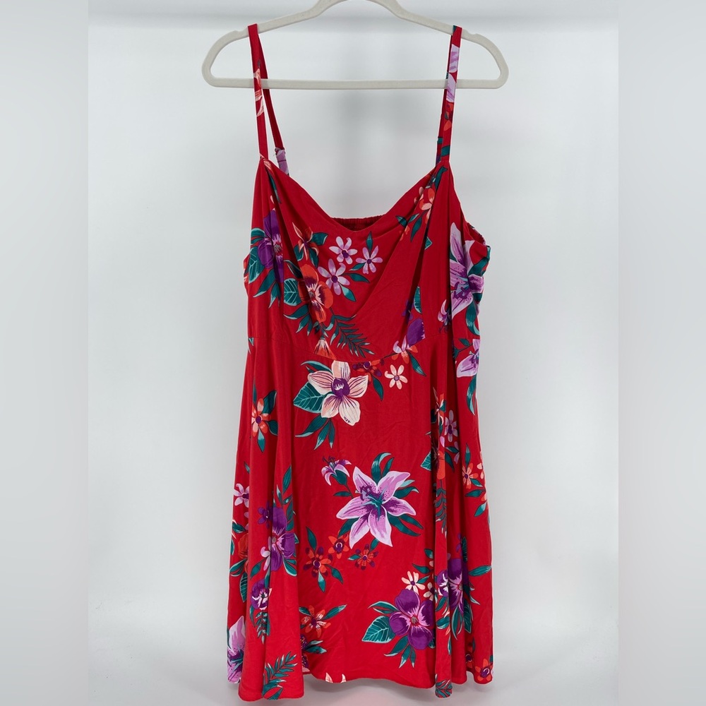 Old Navy Red Floral Fit & Flare Cami Dress, Adjustable Straps, Women's XXL - Picture 2 of 11
